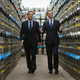 Britain's Prime Minister and Conservative Party leader David Cameron (L) walks with Chancellor George Osborne during their visit to Marston's Brewery in Wolverhampton, central England April 1, 2015. Britain will go to the polls in a national election on May 7.